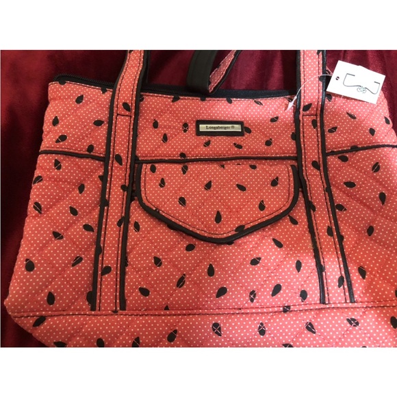 Longaberger Bag WATERMELON SEEDS Pink Black Quilted New Tag - Picture 1 of 1